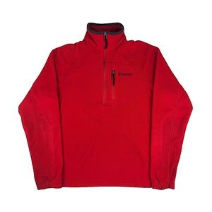 SOLD Columbia Sportswear Fleece Sweatshirt Half Zip Up Trek Jacket Red Grey